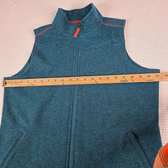 Orvis Vest Womens M Teal Blue/ Green Wool Blend Fleece Sweater Full Zip *read - Picture 4 of 14